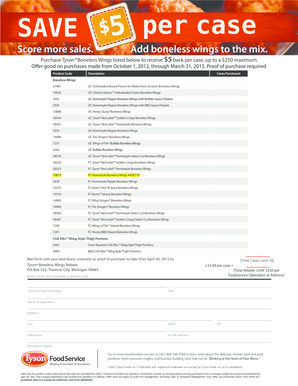 Tyson Boneless Wings Rebate Form