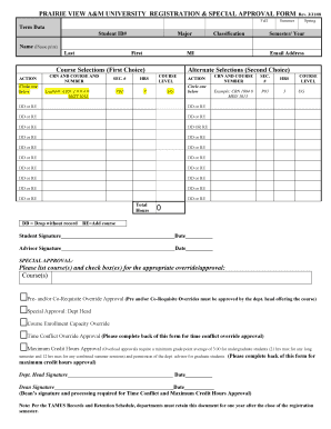 Prairie View A&M University Registration Form