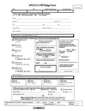 KPVU 91.3 FM Membership Pledge Form