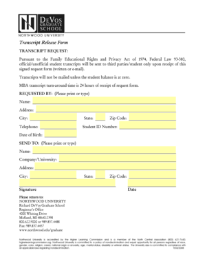 Transcript Release Form