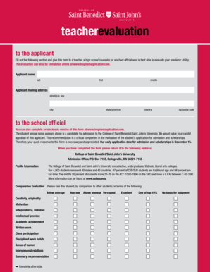 Teacher Evaluation Form