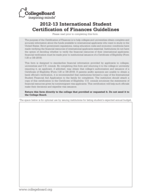 International Student Certification of Finances