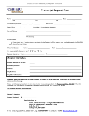 Transcript Request Form