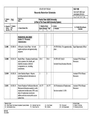 Texas Personnel Records Retention Schedule