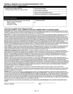 Federal Perkins Loan Master Promissory Note