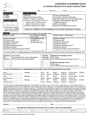 California Benefits Coverage Change Form