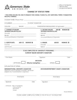 Change of Status Form