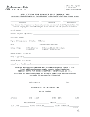 Application for Summer 2014 Graduation