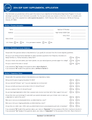 SUNY EOP Supplemental Application
