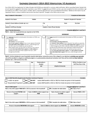 Shepherd University 2014-2015 Verification Form V5