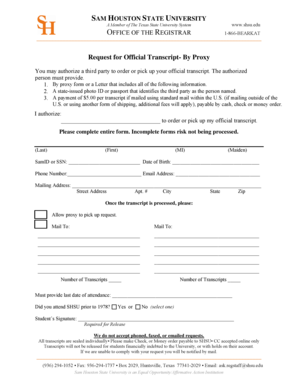 Request for Official Transcript By Proxy