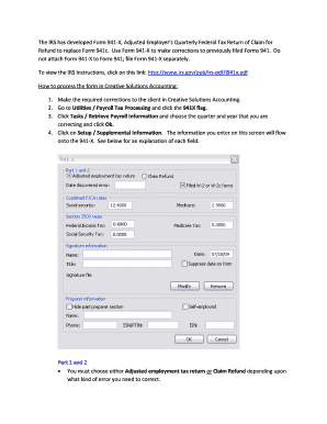 IRS Form 941-X Adjusted Employer’s Quarterly Federal Tax Return