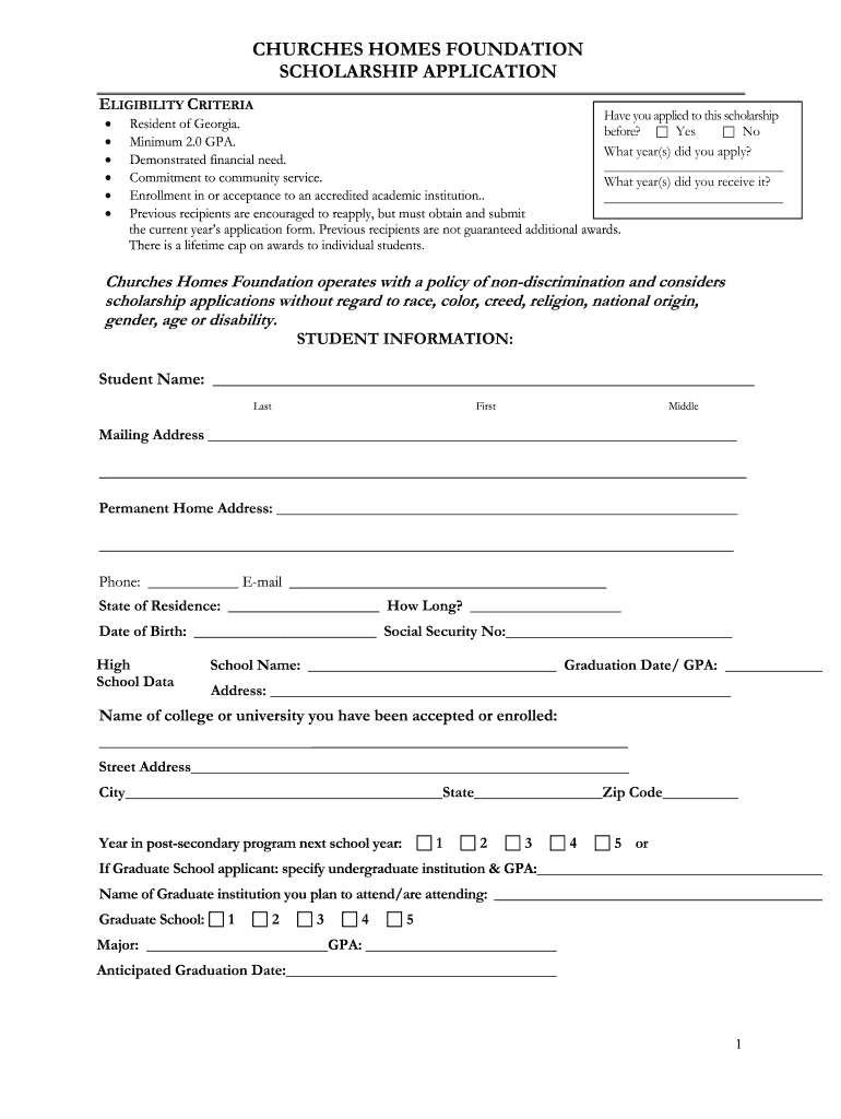 churches homes foundation scholarship Preview on Page 1