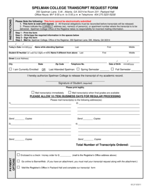 Spelman College Transcript Request Form