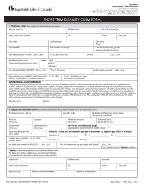 Short Term Disability Claim Form