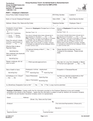 Group Business Travel Accidental Death & Dismemberment Claim Form
