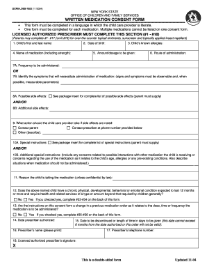 New York State Written Medication Consent Form