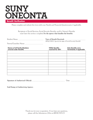 Benefit Verification Form