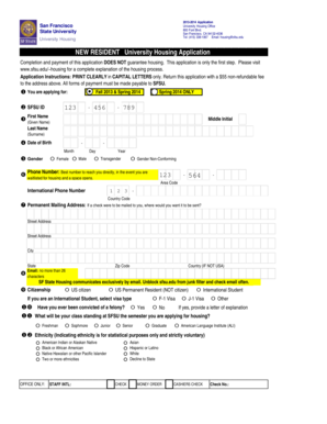 San Francisco University Housing Application