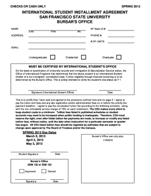 International Student Installment Agreement