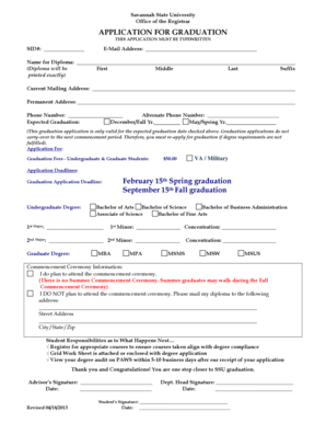 Savannah State University Graduation Application