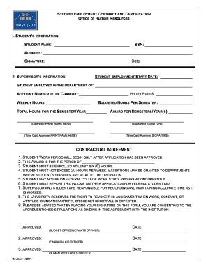 Student Employment Contract and Certification