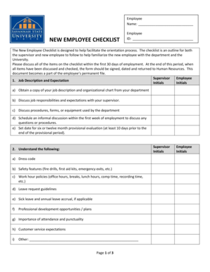 New Employee Checklist Form