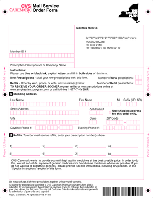 CVS Caremark Mail Service Order Form