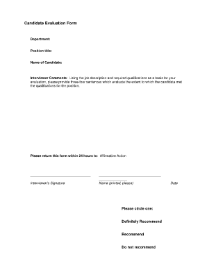 Candidate Evaluation Form