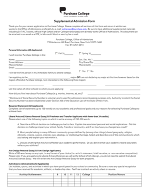 Purchase College Supplemental Admission Form