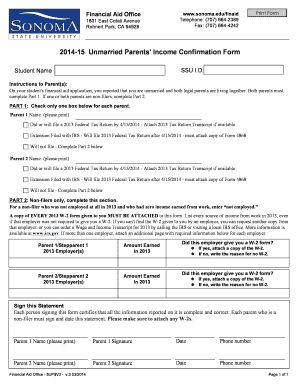 Unmarried Parents' Income Confirmation Form