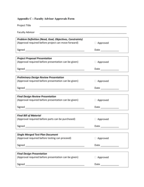 Faculty Advisor Approvals Form
