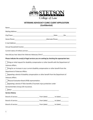 Veterans Advocacy Clinic Client Application
