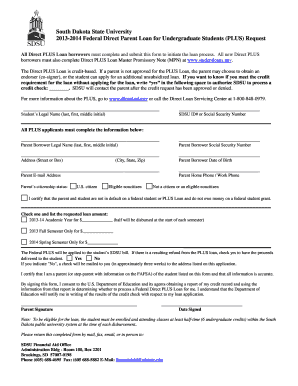 Federal Direct Parent Loan Request Form