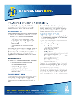 Transfer Student Admission Form