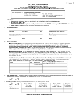 2014-2015 Verification Form