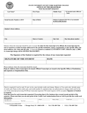 Web Transcript Request Form