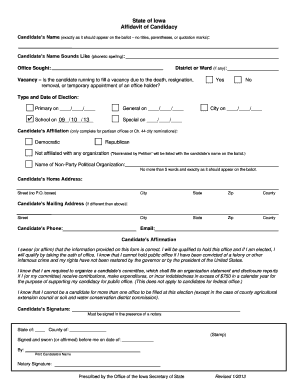 State of Iowa Affidavit of Candidacy 09 10 13 - Monroe County Iowa!