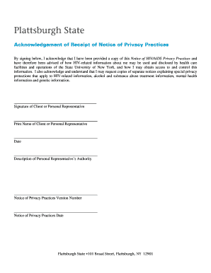 Acknowledgement of Receipt of Notice of Privacy Practices