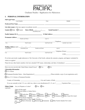 Graduate Studies Application for Admission