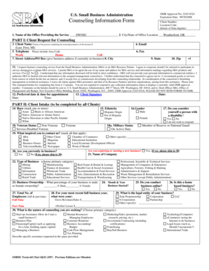 SBA Counseling Information Form