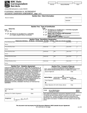 Custodial Individual Retirement Account Adoption Agreement