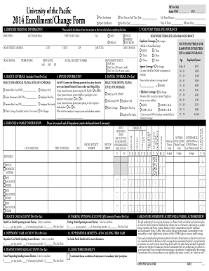 University of the Pacific Enrollment/Change Form