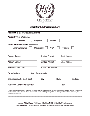 Credit Card Authorization Form