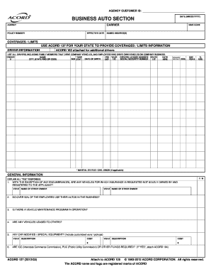 ACORD 127 Business Auto Application Form