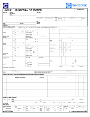 ACORD Business Auto Application Form