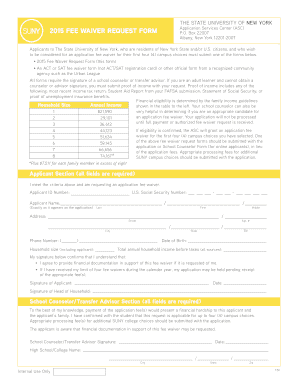 SUNY 2015 Fee Waiver Request Form