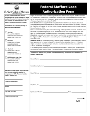 Federal Stafford Loan Authorization Form
