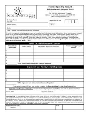 Flexible Spending Account Reimbursement Request Form