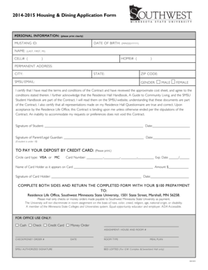 2014-2015 Housing & Dining Application Form
